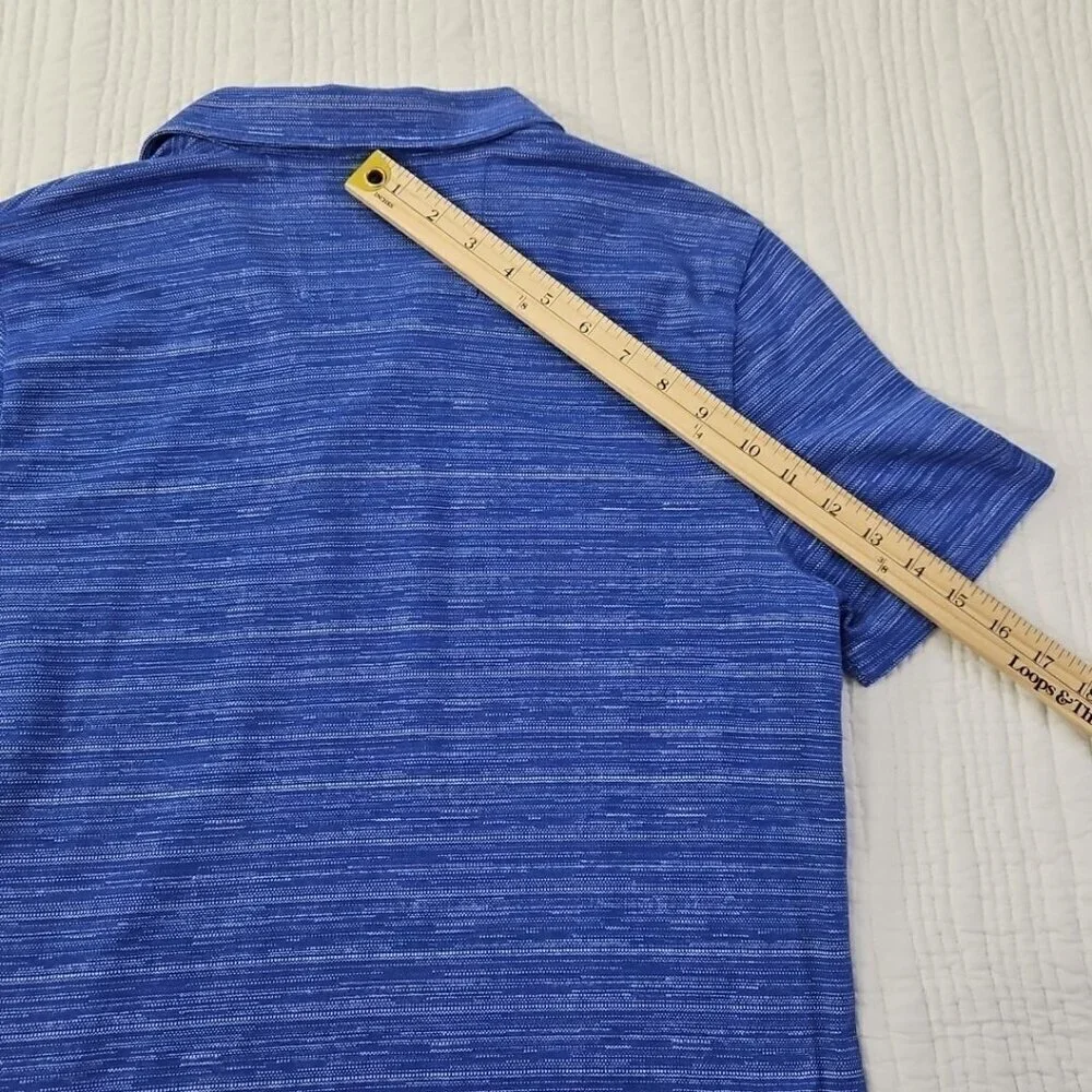 Banana Republic Polo Tennis Golf Shirt Men's M Navy Blue Chambray EUC LN Std Fit